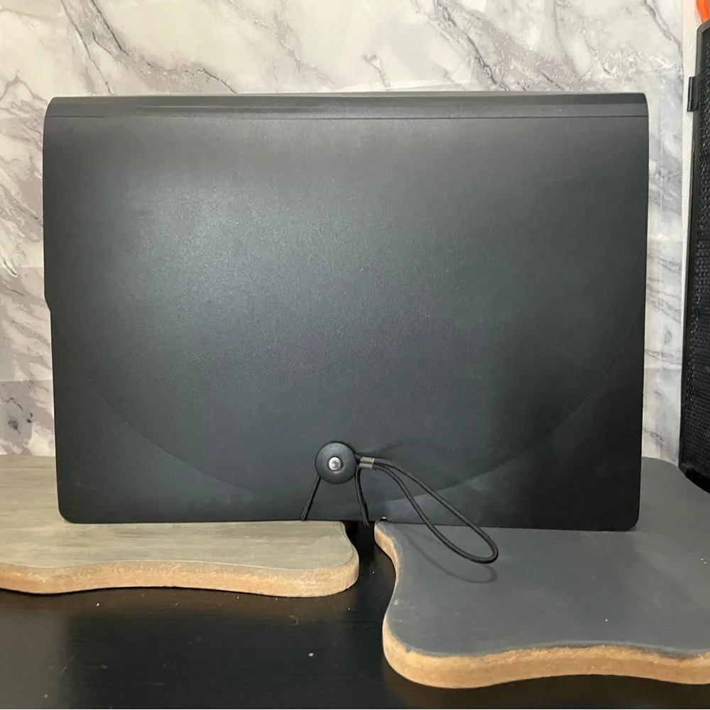Elegant Clear Makeup Organizer with Black Accents
